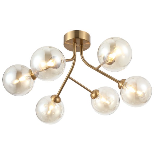 (image for) 6 Light semi flush - Matt Brass